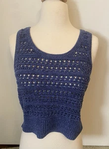 Old Navy Tank Top Women's Medium Navy Blue Knit Sleeveless Crop - Picture 1 of 8
