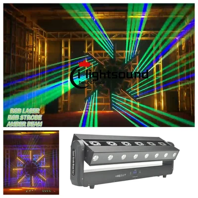 6 eyes monster rgb laser light +Tri-color strobe effect +Amber beam moving head - Image 1 of 4