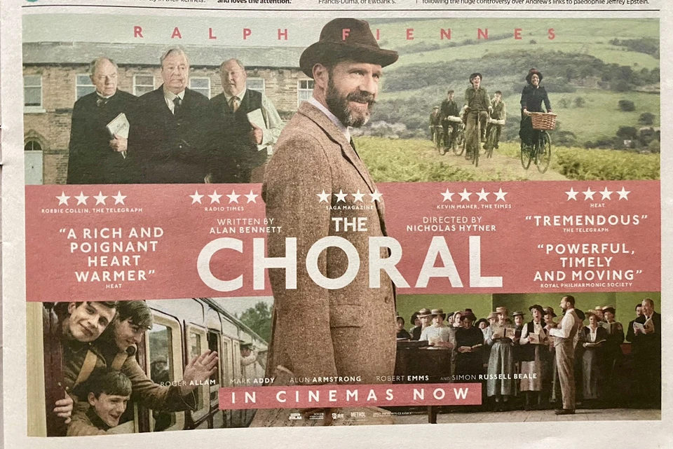 The Choral Movie Ralph Fiennes Alan Bennett Newspaper Advert Clipping 10x7” - Image 1 of 1
