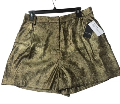 Pantalones Cortos GUESS Topia Metálicos Corbata Frontal, Dorado, Talla M- SIN CINTURÓN Foto 1 de 4