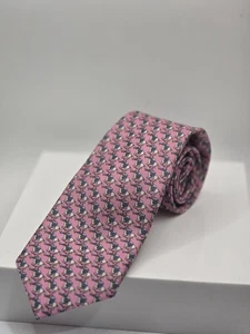 T.M Lewin Sons Herren Krawatte OS Pferd Rosa Blau Weiß Seidenkrawatte Made In England - Bild 1 von 2