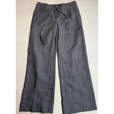 Pantalones Talbots Pierna Ancha 100% Lino Cordón Negro Talla 10/30 Foto 1 de 3