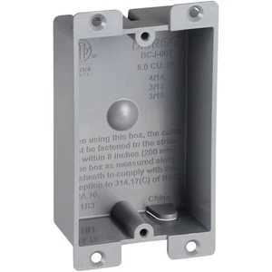 1-Gang PVC Molded Old Work Wall Electrical Box, 8 Cu. In. BCJ-007 SIM Supply, - Picture 1 of 2