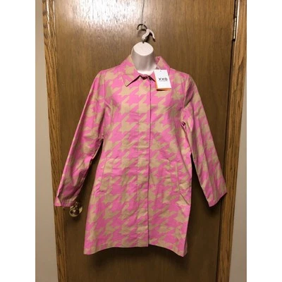 NUEVA CHAQUETA ISAAC MIZRAHI talla M gabardina barbiecore pata de gallo ROSA/TOSTADO Z21 Foto 1 de 4