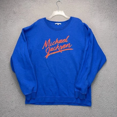 Sudadera de comida chatarra Michael Jackson para hombre grande azul cuello redondo pulóver polar Foto 1 de 4