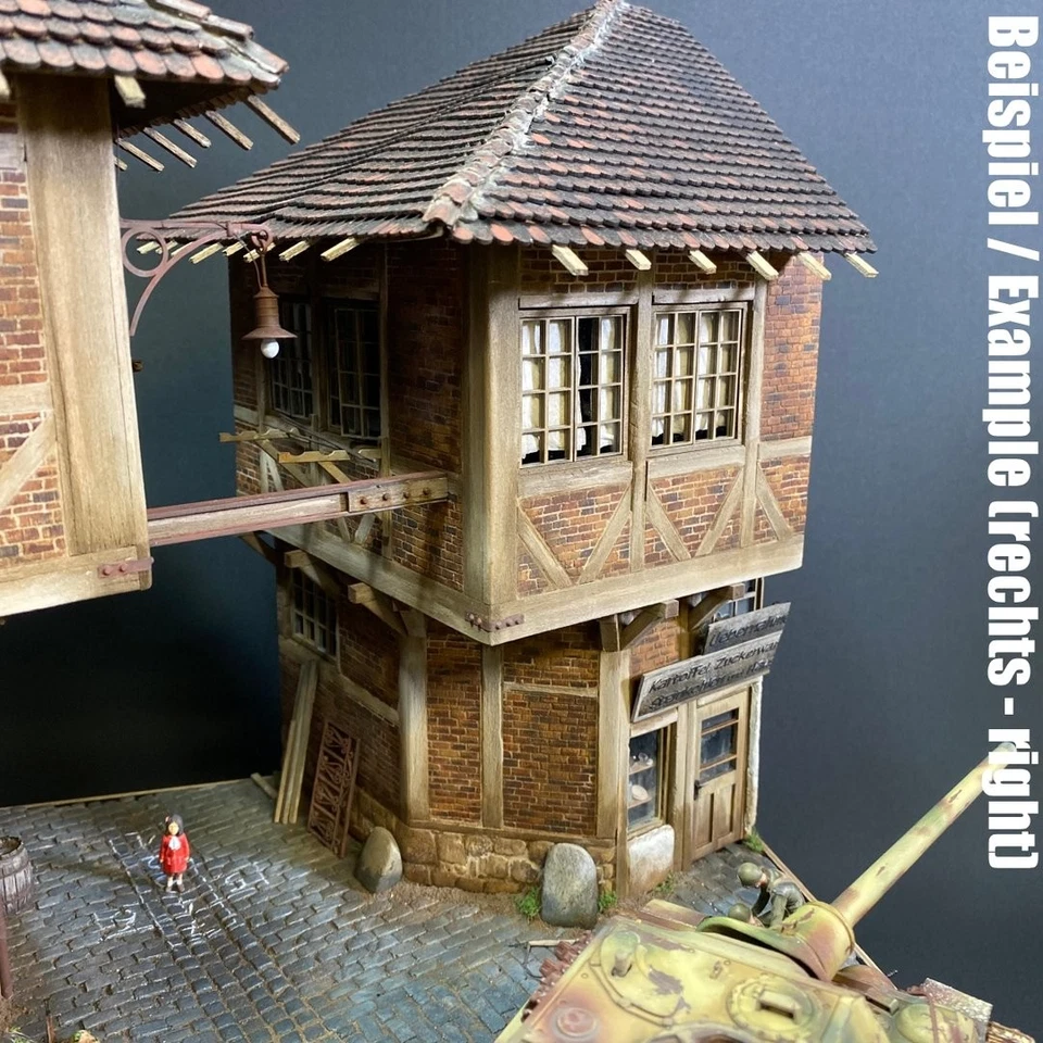 Fachwerkhaus mit Shop in 1:35 - Laser Cut Modellbausatz aus Holz zum selberbauen - Bild 1 von 1