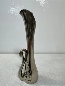 Vtg DAVCO Silver-Plated Swan 7" Bud Posey Vase ART DECO Design 80s Cottagecore - Picture 1 of 7