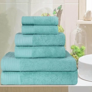 Turkish Cotton Herringbone Solid 6-Piece Towel Set, Ultra Plush Towels for Ba... - Picture 1 of 8