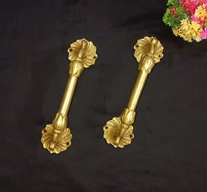 9,0" Zoll lang Blumenfuß Türzug Messing blühend Outdoor Griff Set CA589 - Bild 1 von 12