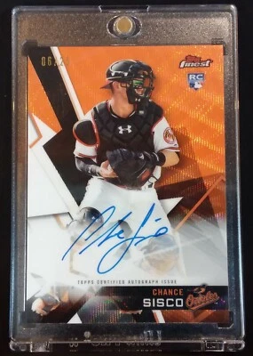 Chance Sisco - 2018 Topps Finest RC ORANGE WAVE REFRACTOR AUTO (#'D/25) w/holder - Image 1 of 3
