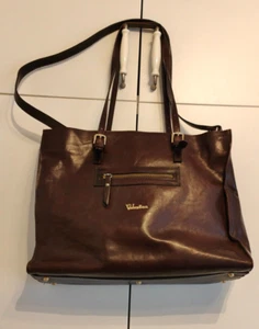 Valentina Echtleder dunkelburgundbraune Schultertasche italienische Tasche groß - Bild 1 von 9