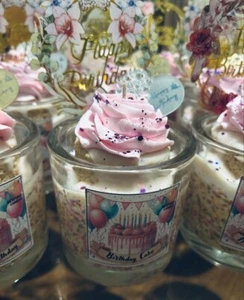 LARGE Handmade Vegan Coconut Wax Birthday Cake 450ml Candle - Picture 1 of 9