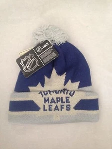 Toronto Maple Leafs NEU Jugend Bündchen Winter Strickmütze mit Bommel. NHL Hockey - Bild 1 von 2