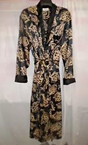 BETH MICHAELS SCHWARZ & GOLD MORGENMANTEL GRÖSSE MEDIUM PAISLEY-DRUCK WIE SATIN BOX02 - Bild 1 von 4