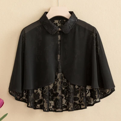 Damen Spitze Chiffon Schal Umhang Bolero Schulterjacke Capelet Jacke Coak Hohl - Bild 1 von 4