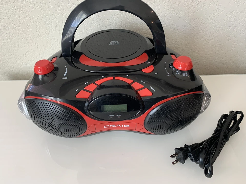 Craig AMFM radio / compact disk CD player tested working Model CD6948N red /blk  - Image 1 of 4