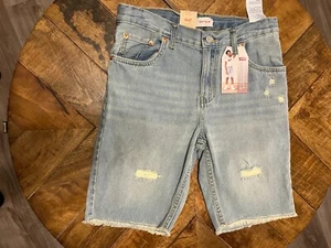 Levi's 511 Boys Distressed Frayed Slim Short, Light Blue Size 16 Reg W28 - Picture 1 of 14