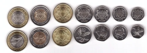 Botswana - set 7 coins 5 10 25 50 Thebe 1 2 5 Pula 2013 - 2016 UNC Lemberg-Zp Cover
