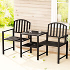 Gardeon Outdoor Garden Bench Seat Loveseat Steel Table Chairs Patio Furniture