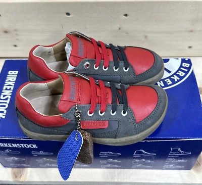Zapatilla deportiva Birkenstock Astee para niños EE. UU. 11 UE 29 roja gris calce regular con cordones nuevo en caja Foto 1 de 4