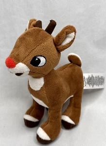 Juguete de peluche Rudolph el reno nariz roja ojos cosidos 7 pulgadas ¡EXCELENTE ESTADO USADO! - Imagen 1 de 7