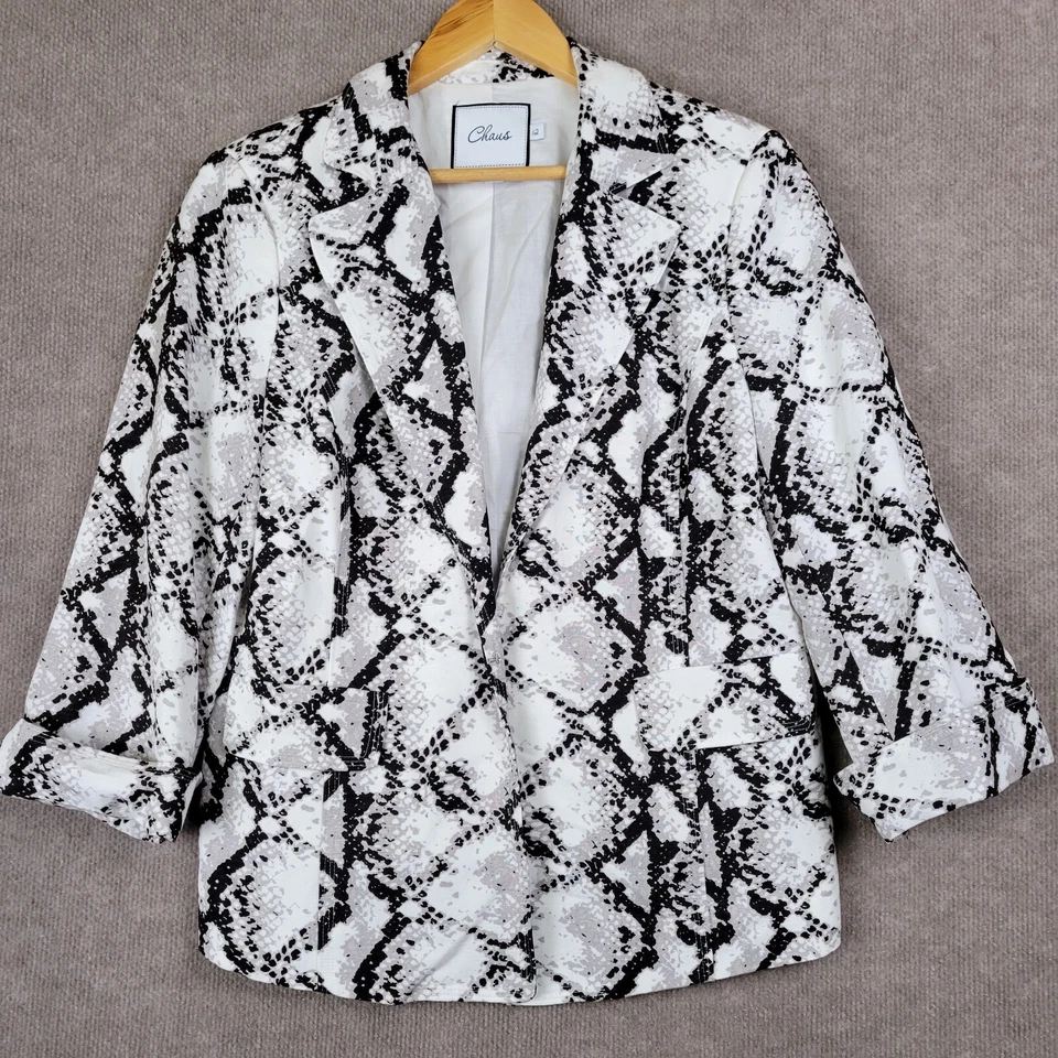 Blazer feminino CHAUS 12 casaco esportivo mistura de linho punho pico jaqueta de lapela (grande) - Imagem 1 de 4