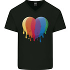 Gay Pride LGBT Heart Mens V-Neck Cotton T-Shirt