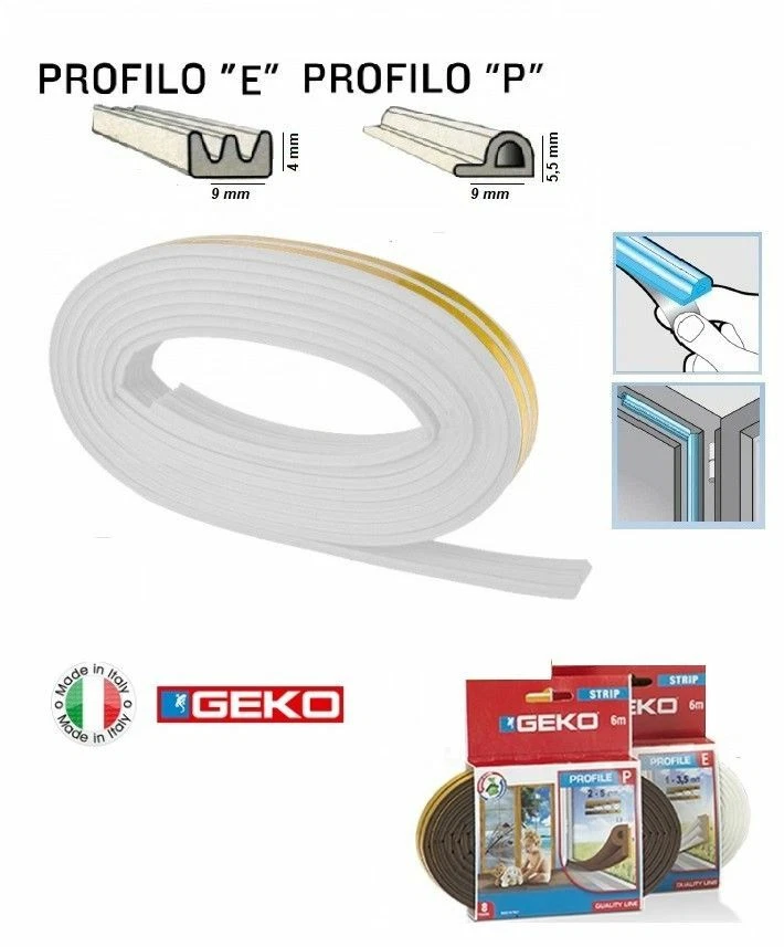 PARAFREDDO PARASPIFFERI BIANCO GUARNIZIONE ADESIVA PER PORTE E FINESTRE GEKO  - Immagine 1 di 1