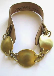 Cinturón Encadenado Concho Dorado Donna Karan/Robert Lee Morris Años 80 De Colección M Hecho en Italia - Imagen 1 de 12