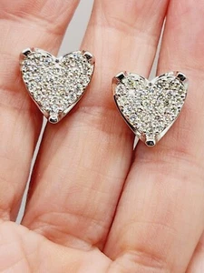 14 Kt Weißgold 1,26 ctw G-I VS-SI Diamant Ohrstecker Herz Ohrringe Schraubverschluss - Bild 1 von 9