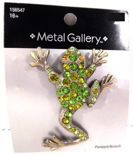 2019 Metal Gallery NOC Jeweled Frog Pendant/Pin/Brooch 2 1/2" Tall - Picture 1 of 3