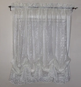 Set of 2 Stiebel of Nottingham Lace Curtain Balloon Panels 100 x 66 Ivory - Picture 1 of 9