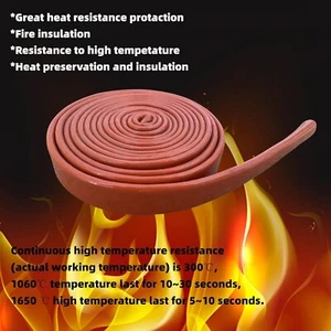 Red Fire Sleeve Silicone Covered Heat Shield ID 1.57" 40mm Hose Line 3ft &Straps - Bild 1 von 10
