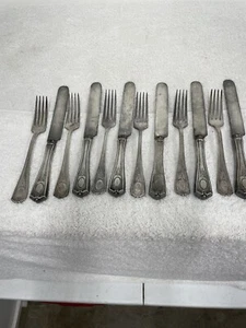 Louis XVI Triple Plus Silver Plate Community 1911 (6)Butter Knife & Fork Set VTG - Picture 1 of 8