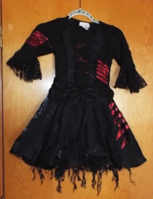 PRINCESS PARADISE WITCH DRESS, COSTUME, GOTHIC, HALLOWEEN, SIZE 6/8. BLACK & RED - Image 1 of 4