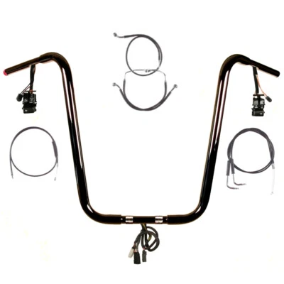 Kit de manillar precableado 2007 Harley-Davidson Road King 1/4" negro 20" con crucero Foto 1 de 2