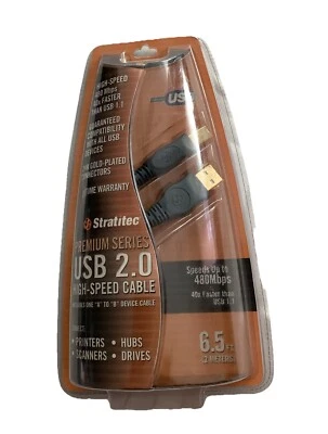 Stratitec Premium Series USB 2.0 High-Speed Cable 480 Mbps 6.5' BRAND NEW - Image 1 of 2