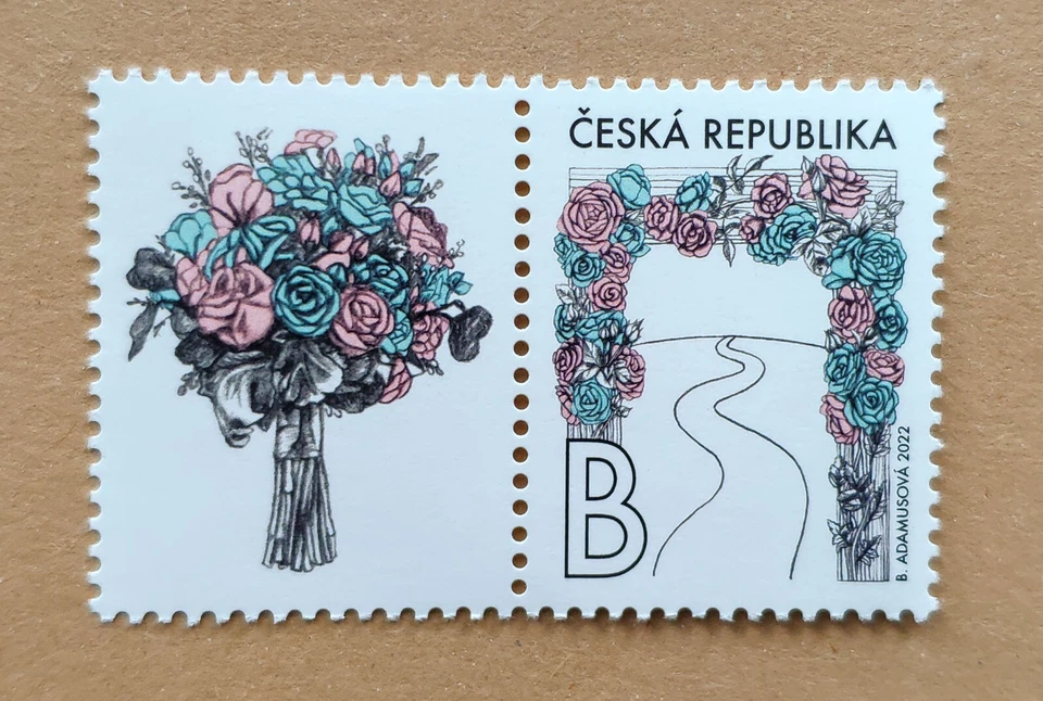 Selo República Tcheca 2022 - Noiva - 1 Cupom Buquê de Flores - 1175 Perfeito Estado, sem marca de charneira** - Imagem 1 de 1