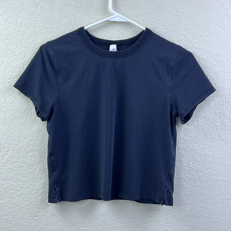 Camiseta Lululemon Calce Clásico Mezcla Algodón 4 Negra Neutra Básica Crew Tee W3FGDS Foto 1 de 4