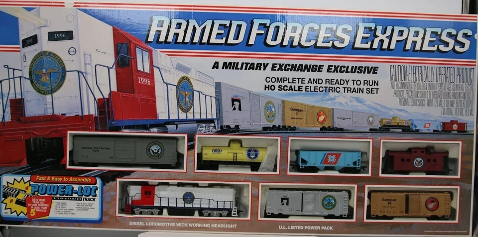 Life-Like Armed Forces Express HO Scale Gauge Model Train Set 21445 Patriotic