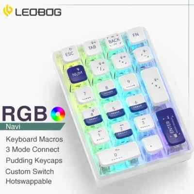 Mechanical Keypad Bluetooth Number Pad 21 Key Transparent Numpad Gaming Keyboard - Image 1 of 4