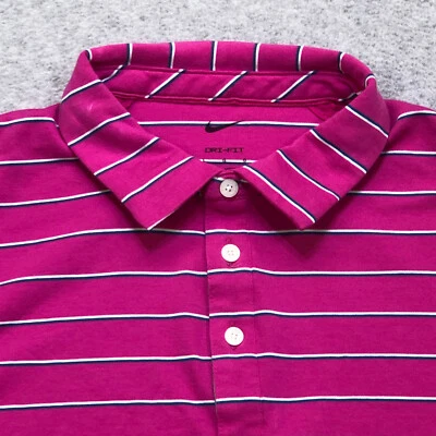 Camisa Polo Nike Para Hombre Grande Rosa Rayas Golf Rendimiento Estándar Dri-Fit Foto 1 de 4