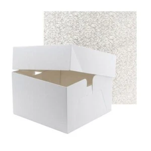 White Cake Box And 12mm Square Cake Board - Picture 1 of 1