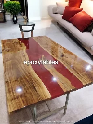 Custom Made Red Epoxy Resin Dining Top table Office Meeting Desk Hallway Decors - Image 1 of 4