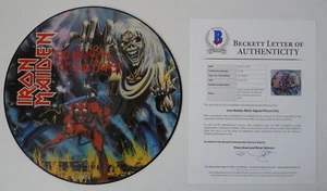 Disco fotográfico firmado Iron Maiden Number Of The Beast X5 Band LP certificado por Beckett - Imagen 1 de 6