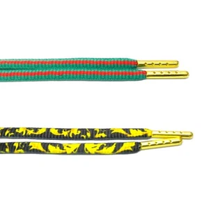 Oval Laces Red Green Stripe/Gold Floral for Air Foamposite Dunk SB Jordan KD  - Picture 1 of 3