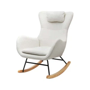 Artiss Rocking Armchair Accent Chair Nursery Rocker Boucle Pillow Lounge White - Picture 1 of 7