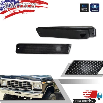 Smoked Lens Corner Signal Light Housings For 73-79 Ford F-150 Truck 78-79 Bronco - Image 1 of 4