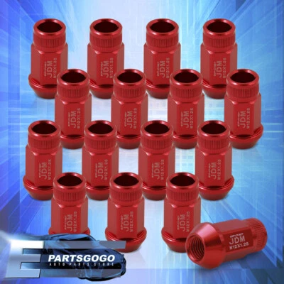JDM Sport 16PCS M12x1.25mm Performance Open Aluminum Wheel Rims Lug Nuts Set Red Foto 1 de 3