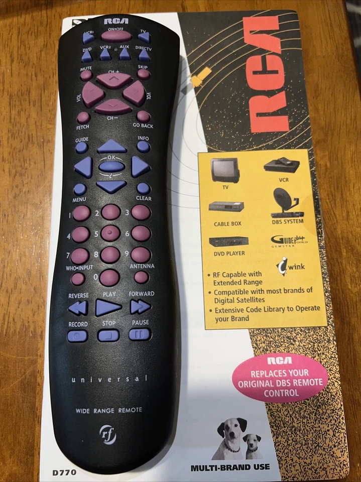 RCA DirecTv Dvd Vcr Universal Wide Range Remote Control Crk76Sh2 D770 NEW! RF - Image 1 of 1